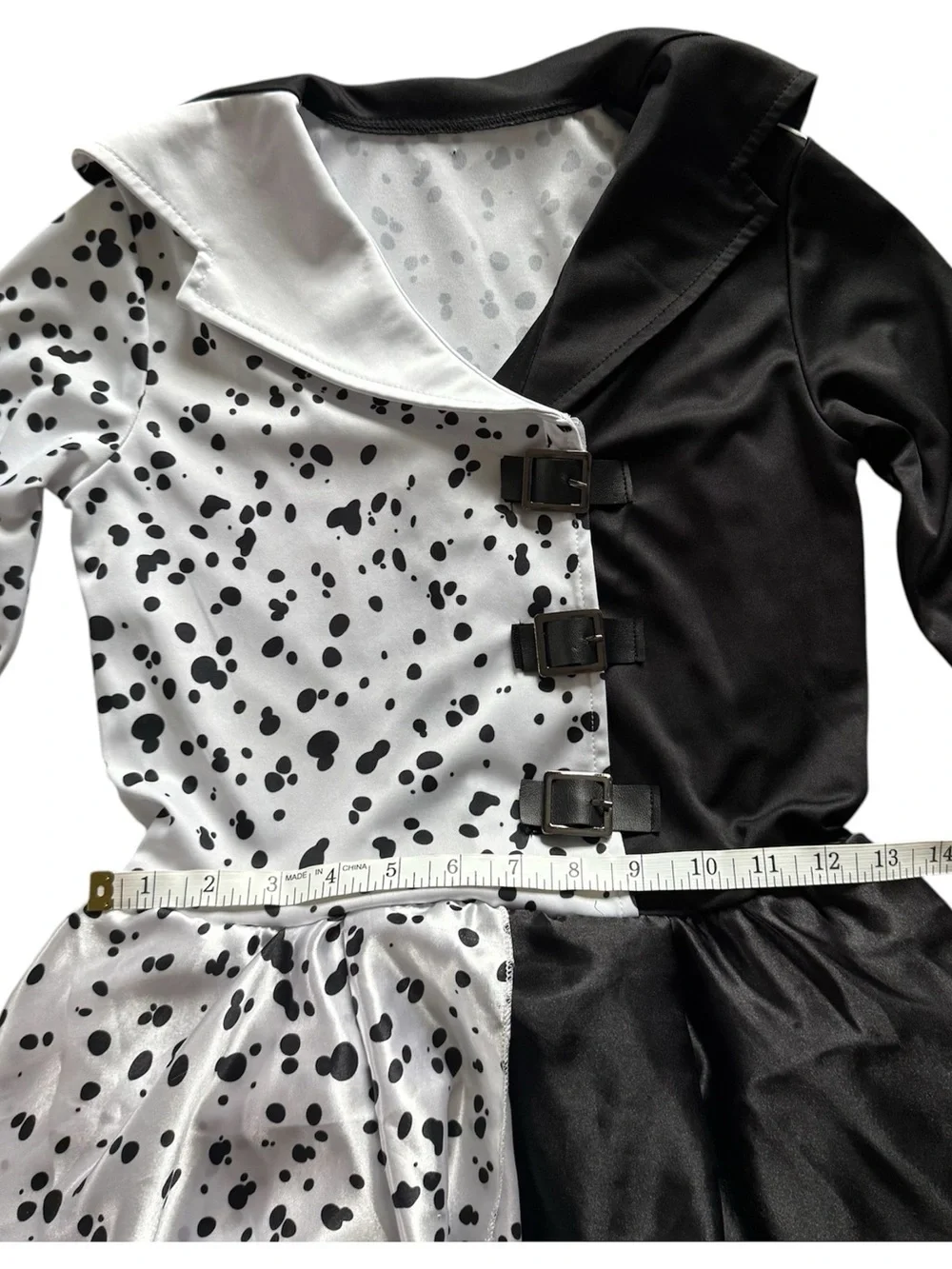 Cruella De Vil Costume Girls M Black White Dalmatian Dress Halloween